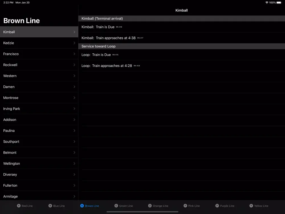 Realtime Train Schedules: CTA iPad  سکرین شاٹس