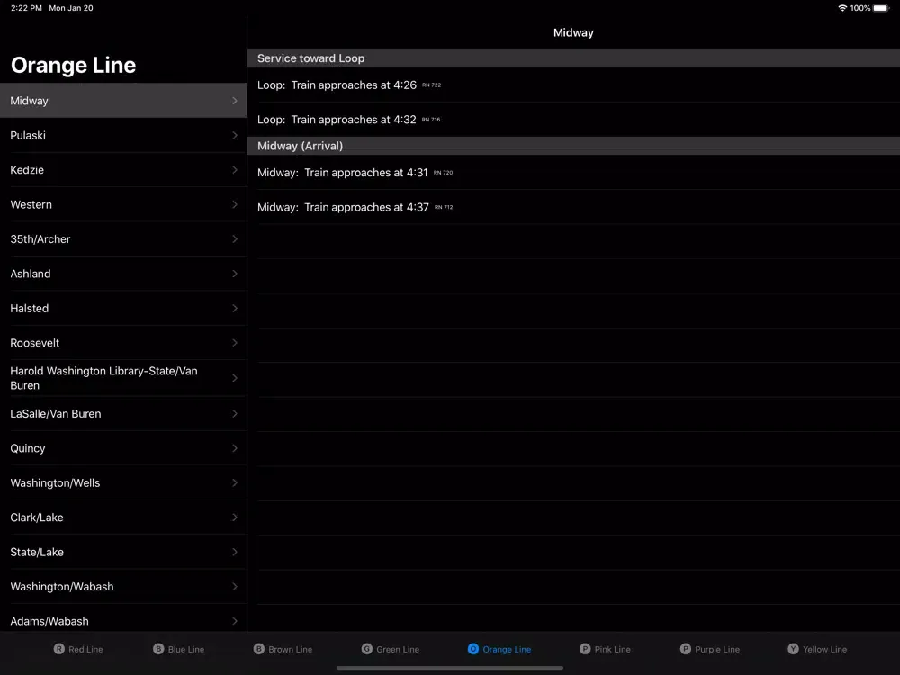 Realtime Train Schedules: CTA iPad  سکرین شاٹس