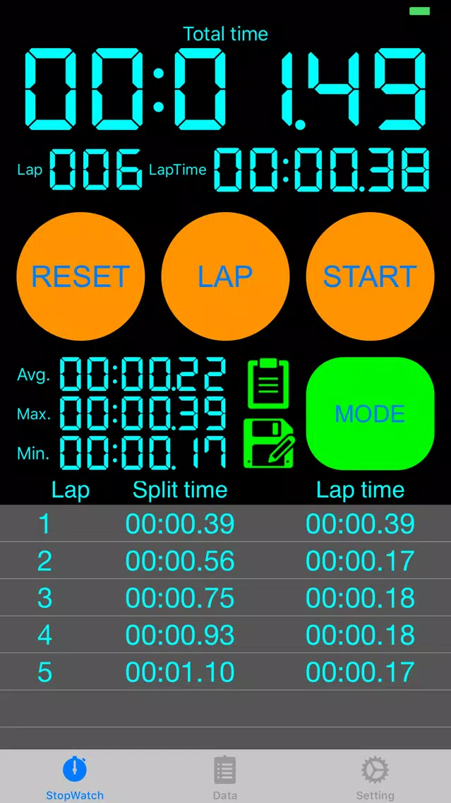 Stop Watch Plus Log स्क्रीनशॉट