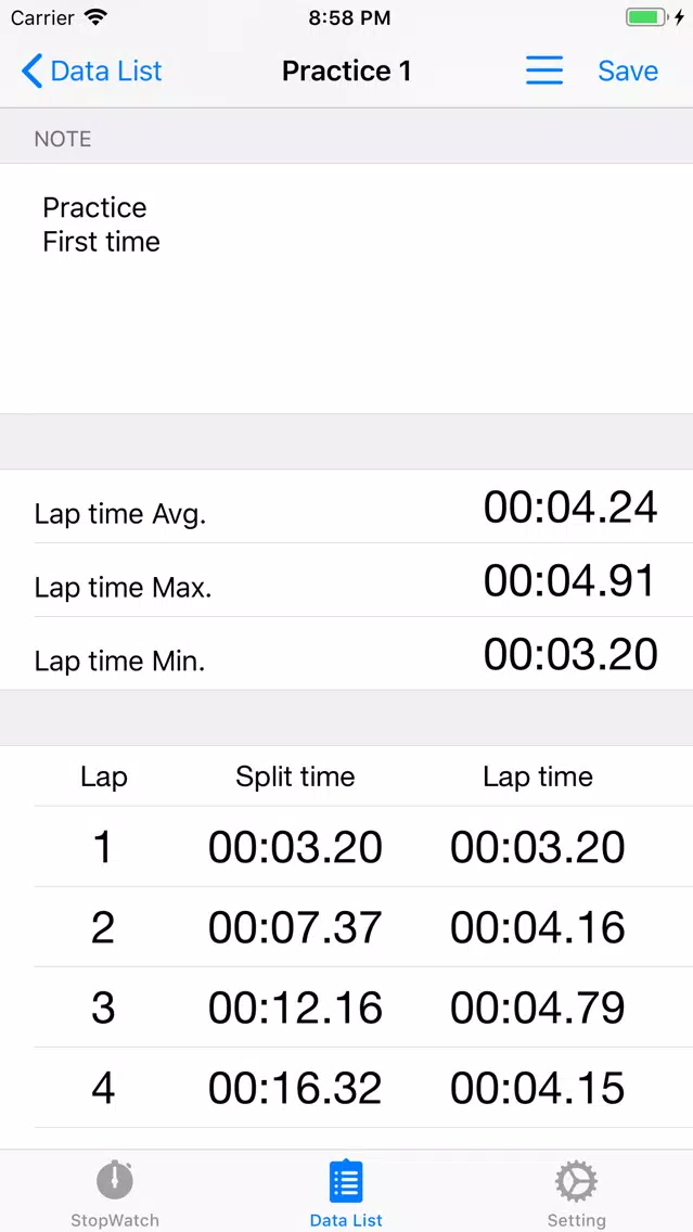 Stop Watch Plus Log स्क्रीनशॉट