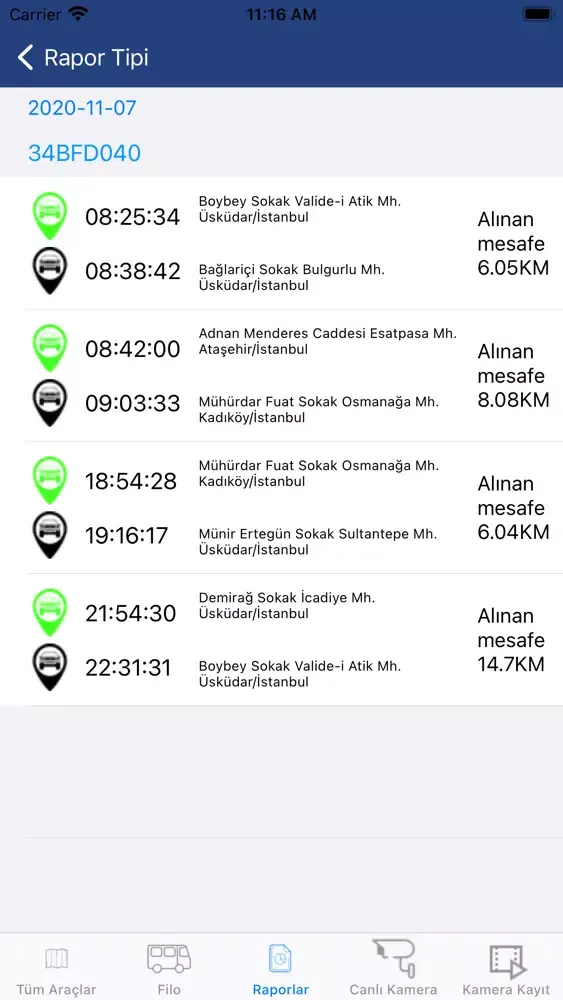 Ảnh chụp màn hình của Techsmart Kameralı Araç Takip
