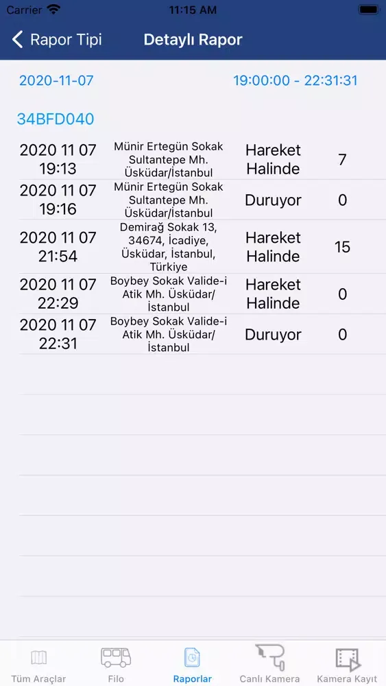 Ảnh chụp màn hình của Techsmart Kameralı Araç Takip