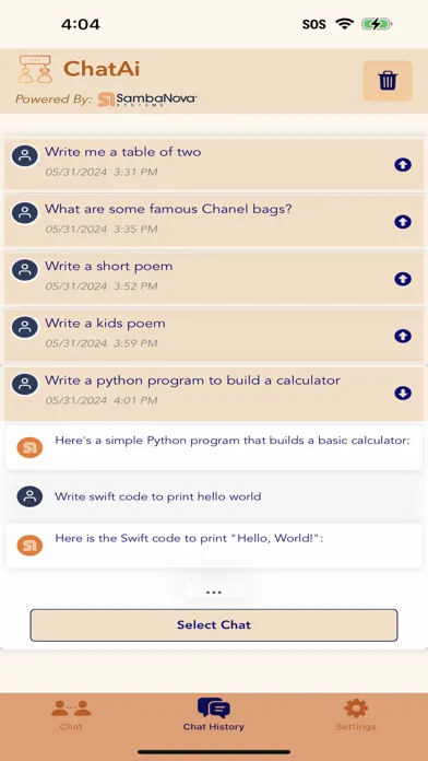 Tangkapan skrin ChatAi - TalkBot