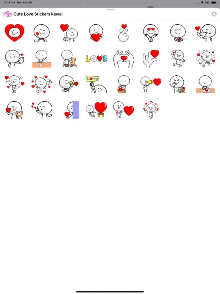 Ảnh chụp màn hình của Cute Love Stickers kawai iPad 