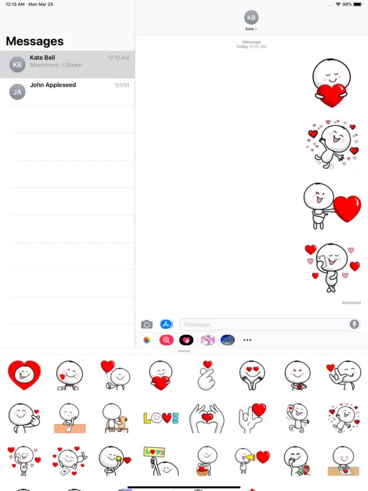 Ảnh chụp màn hình của Cute Love Stickers kawai iPad 