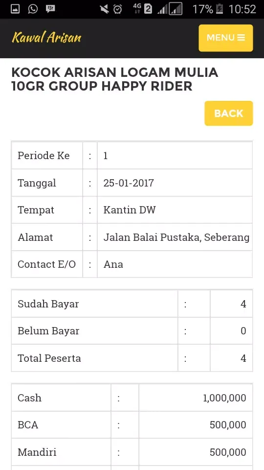 Tangkapan layar Kawal Arisan