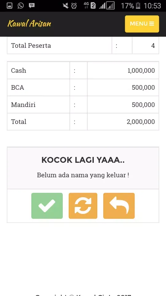 Tangkapan layar Kawal Arisan