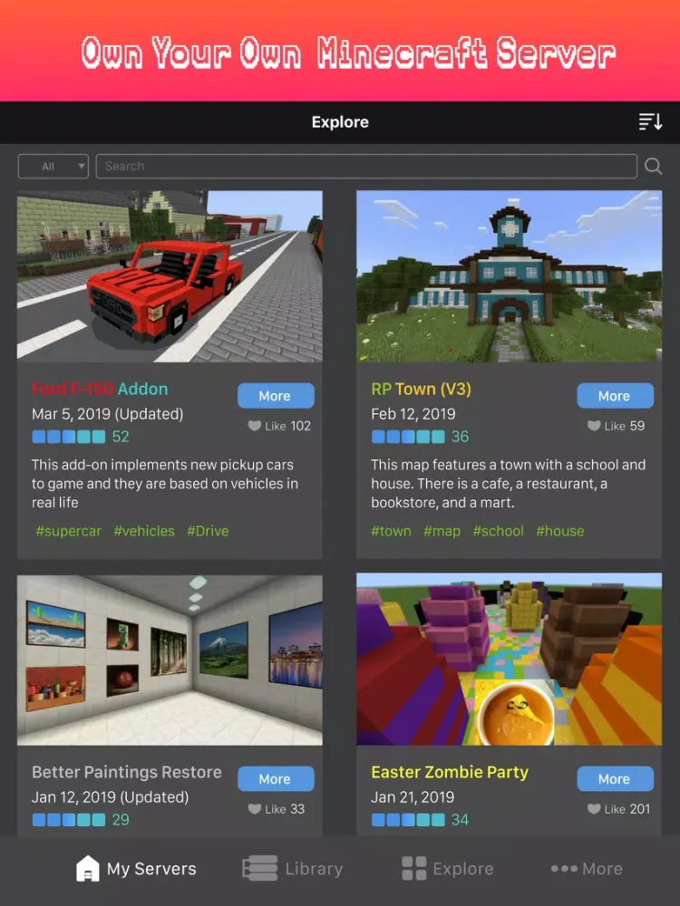 Zrzuty ekranu Server for Minecraft iPad 