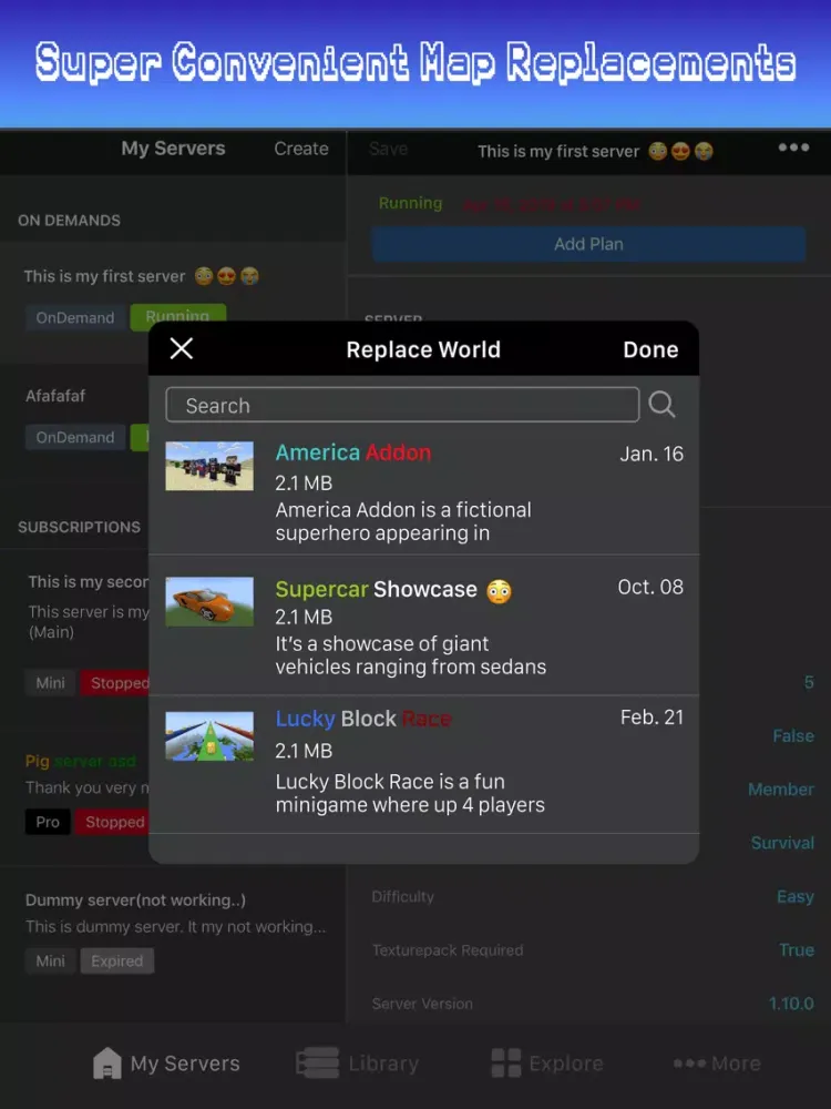 Zrzuty ekranu Server for Minecraft iPad 
