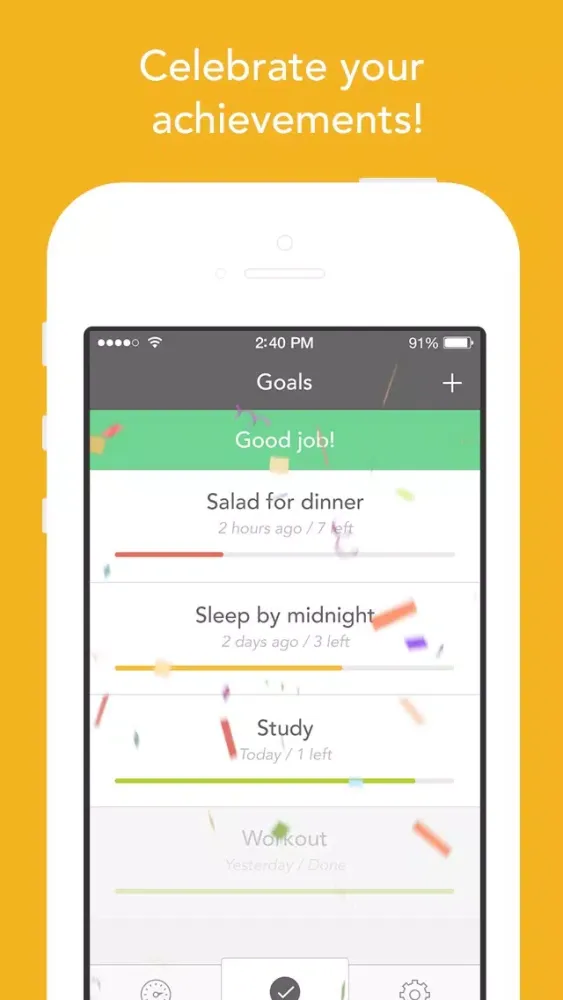 Captures d'écran de Disciplino — goal tracker with stats and reminders