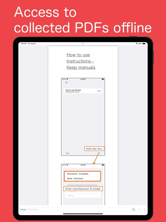 Tangkapan skrin Instructions - Keep Manuals iPad 