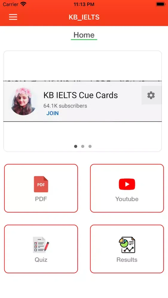 Capturas de tela do KB IELTS