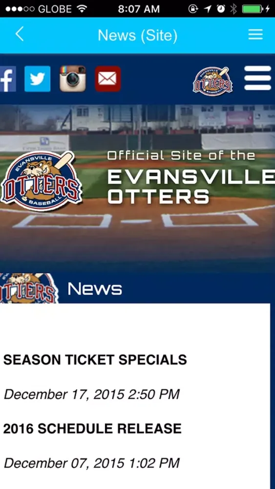 Zrzuty ekranu Evansville Otters Baseball