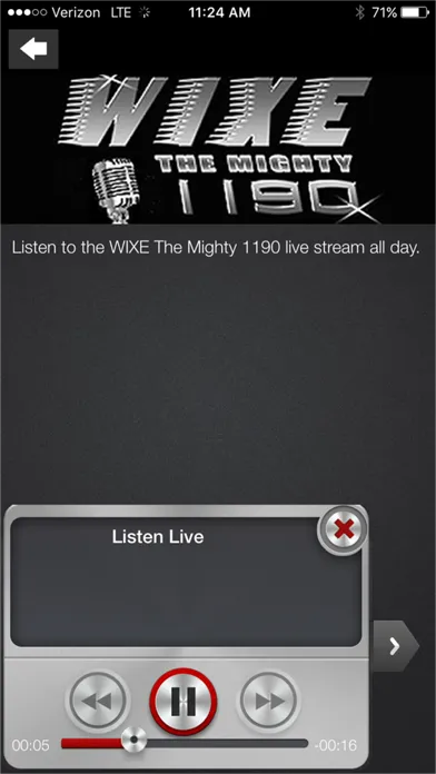 Tangkapan skrin WIXE The Mighty 1190 AM