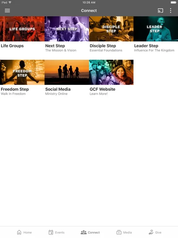 Ảnh chụp màn hình của GCF Church iPad 