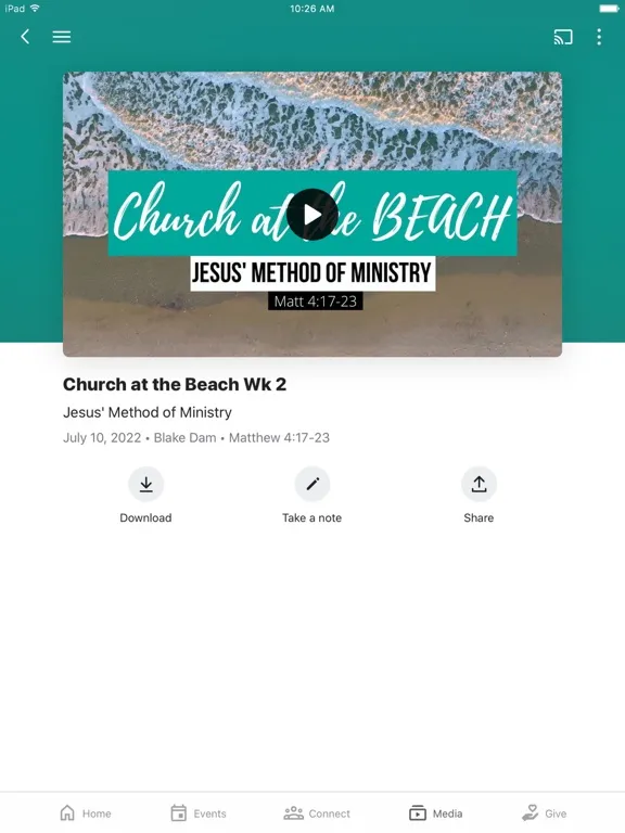 Ảnh chụp màn hình của GCF Church iPad 