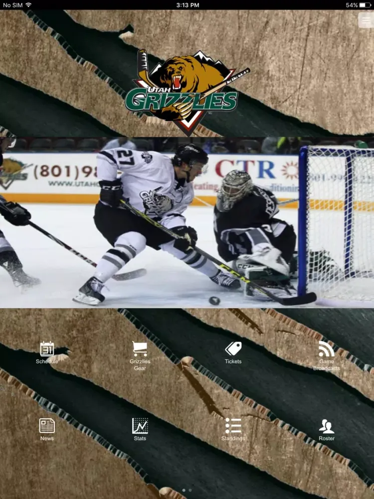 ภาพหน้าจอของ Utah Grizzlies ECHL iPad 