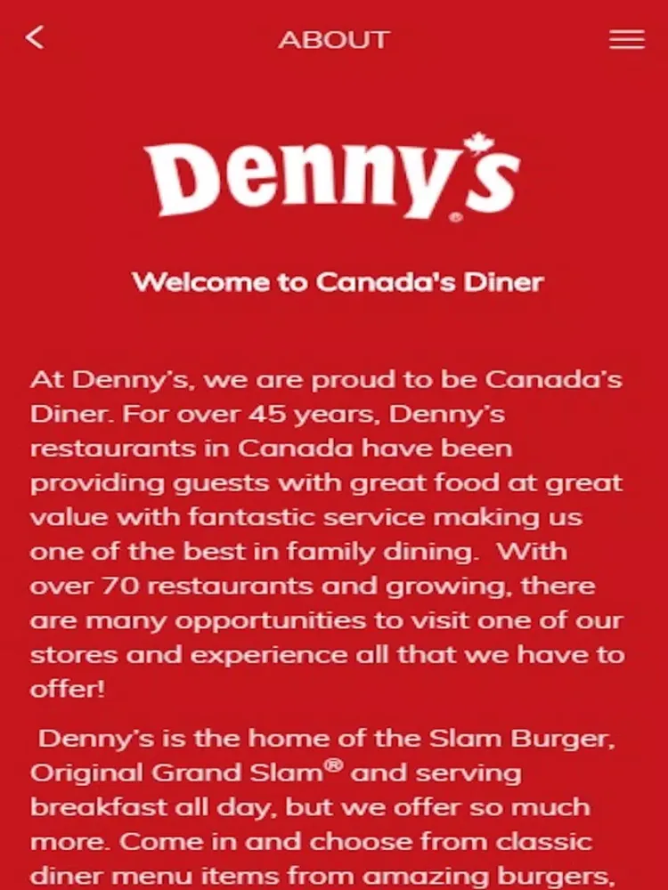 Canada Denny's iPad  স্ক্রিনশট