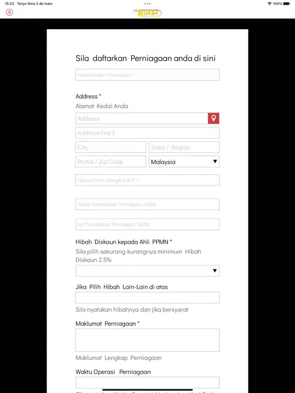Ảnh chụp màn hình của E-biz P2P iPad 