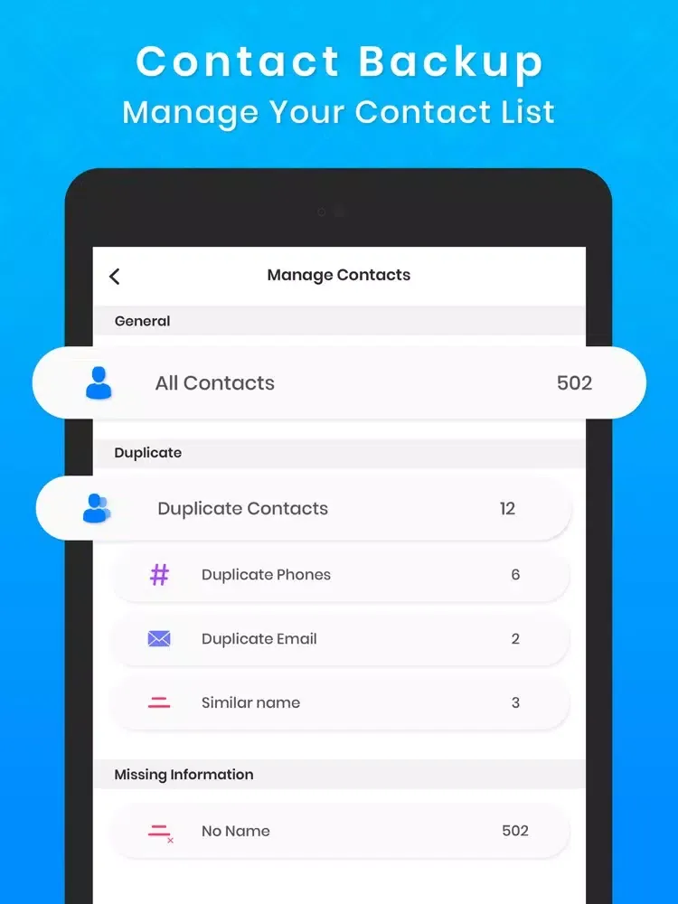 My contacts offline backup iPad  স্ক্রিনশট