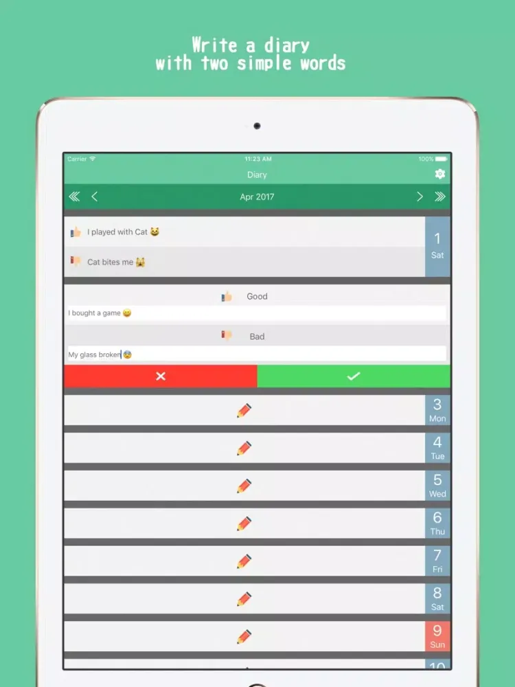 Ảnh chụp màn hình của Two words in a day | Simple Diary app iPad 