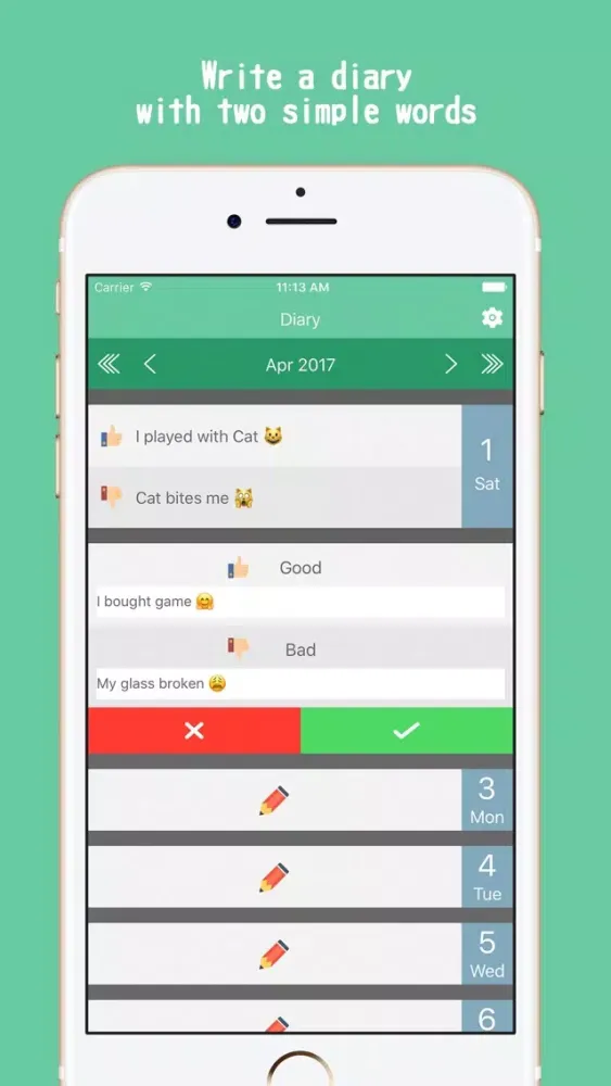 Ảnh chụp màn hình của Two words in a day | Simple Diary app