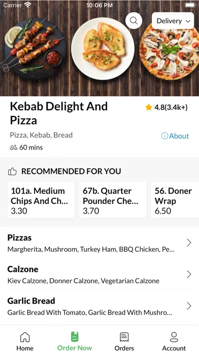 Kebab Delight And Pizza. 스크린샷