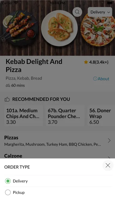 Kebab Delight And Pizza. 스크린샷