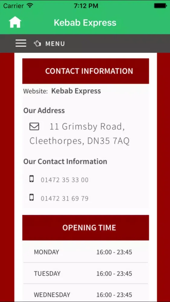 Tangkapan layar Kebab Express, Cleethorpes