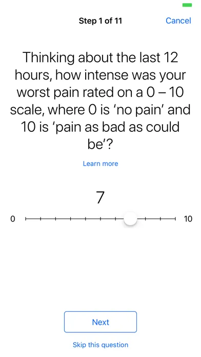 Zrzuty ekranu Keele Pain Recorder