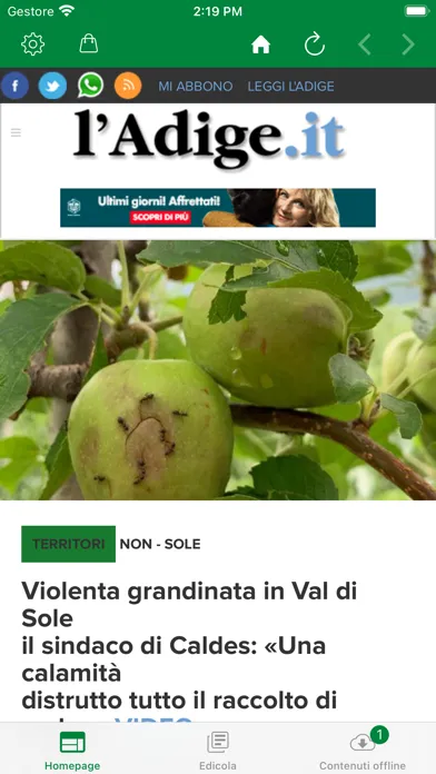 Zrzuty ekranu l'Adige quotidiano