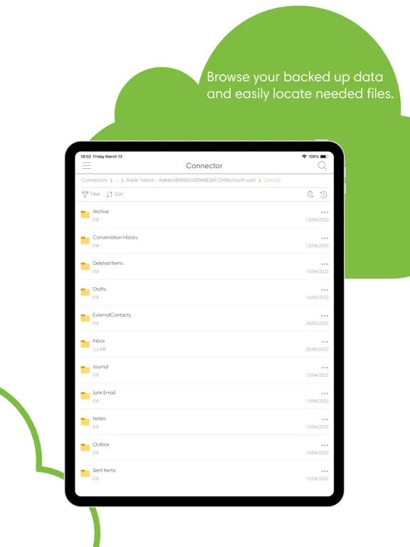 Tangkapan layar Keepit Admin iPad 