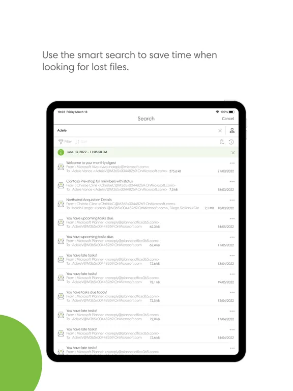 Tangkapan layar Keepit Admin iPad 