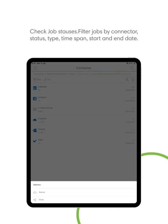 Tangkapan layar Keepit Admin iPad 