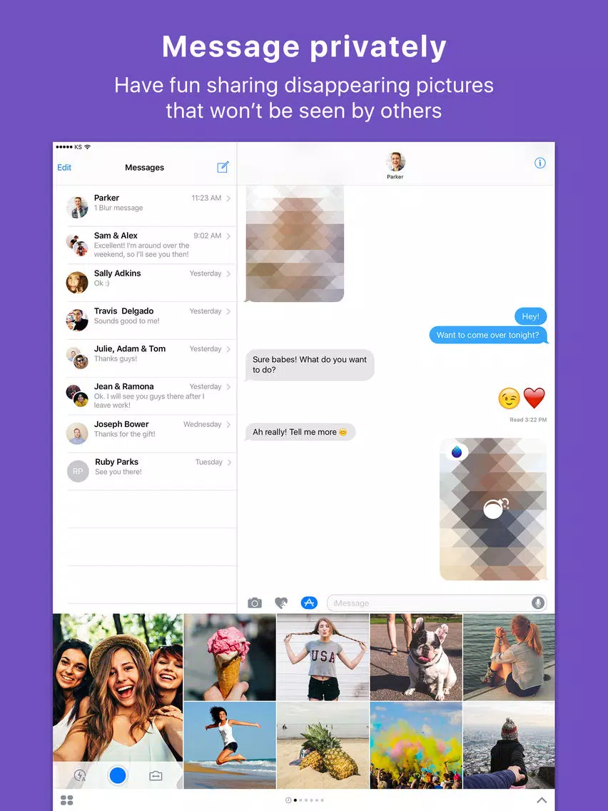 Blur - Share disappearing private photos iPad 应用截图