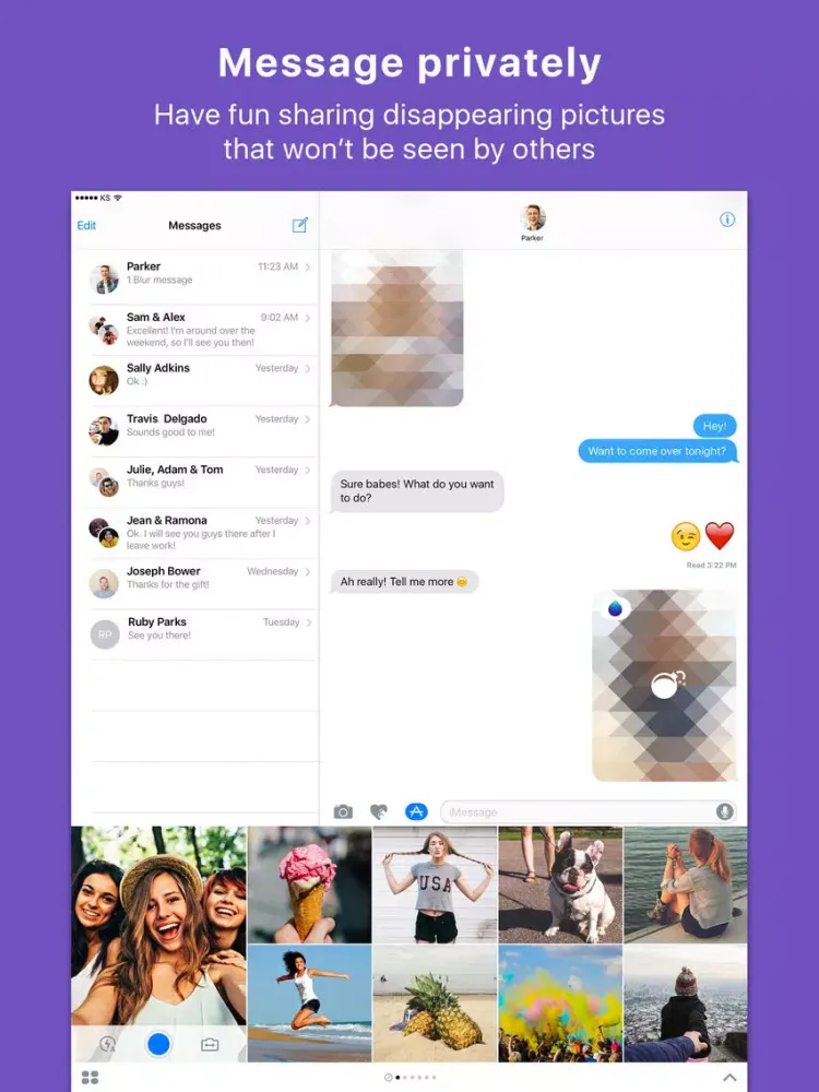 Blur - Share disappearing private photos iPad  سکرین شاٹس