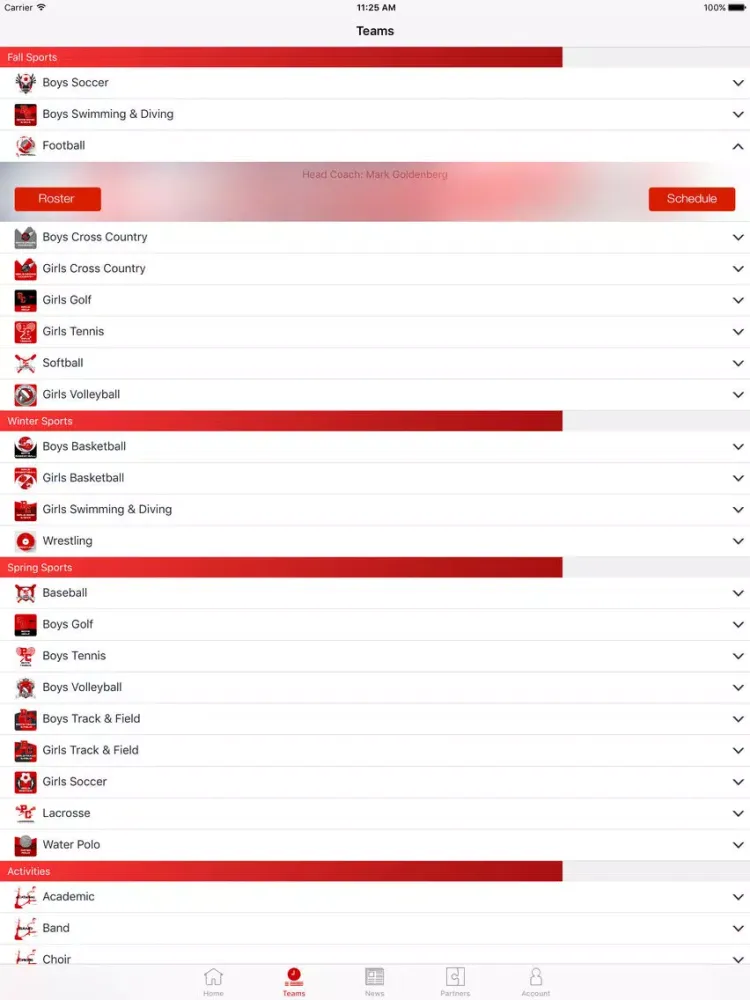 Ảnh chụp màn hình của Parkway Central Colts iPad 