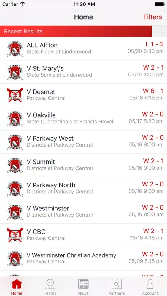 Ảnh chụp màn hình của Parkway Central Colts