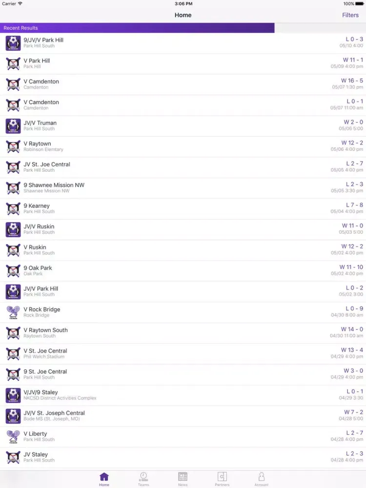 Capturas de pantalla de Park Hill South Panthers iPad 