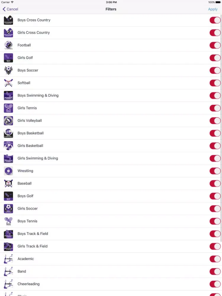 Capturas de pantalla de Park Hill South Panthers iPad 