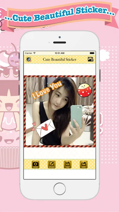 Screenshot di Cute Beautiful Sticker - photo editor, filters, effects, camera plus frames for your