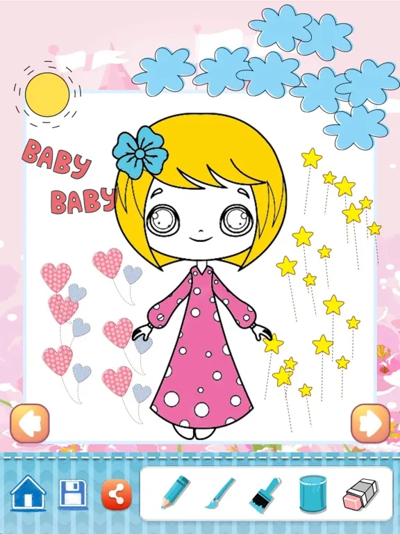 Little Girls Drawing Coloring Book - Cute Caricature Art Ideas pages for kids iPad  Ekran Görüntüleri