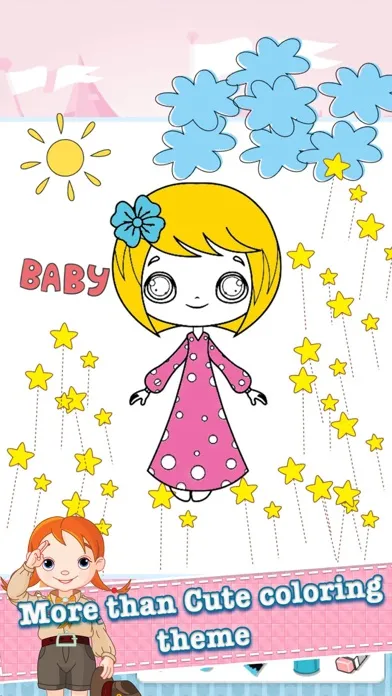 Little Girls Drawing Coloring Book - Cute Caricature Art Ideas pages for kids Ekran Görüntüleri