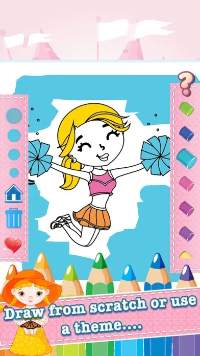 Little Girls Drawing Coloring Book - Cute Caricature Art Ideas pages for kids Ekran Görüntüleri