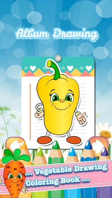 Скриншоты Vegetable Drawing Coloring Book - Cute Caricature Art Ideas pages for kids