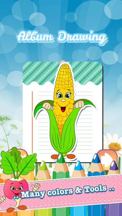 Скриншоты Vegetable Drawing Coloring Book - Cute Caricature Art Ideas pages for kids