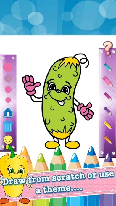 Скриншоты Vegetable Drawing Coloring Book - Cute Caricature Art Ideas pages for kids