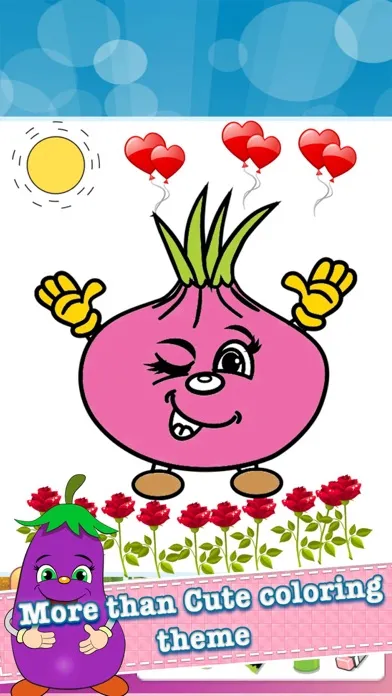Скриншоты Vegetable Drawing Coloring Book - Cute Caricature Art Ideas pages for kids