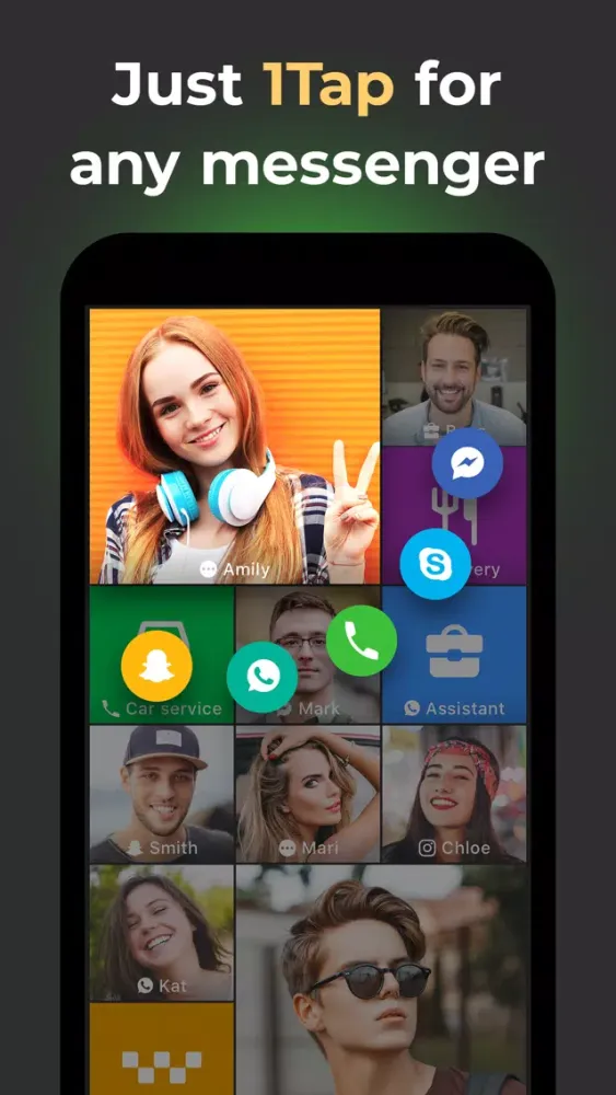 Capturas de tela do 1Tap: messenger smart dialer