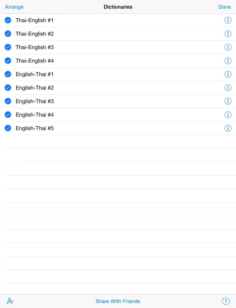 Ảnh chụp màn hình của QuickDict Thai-English iPad 